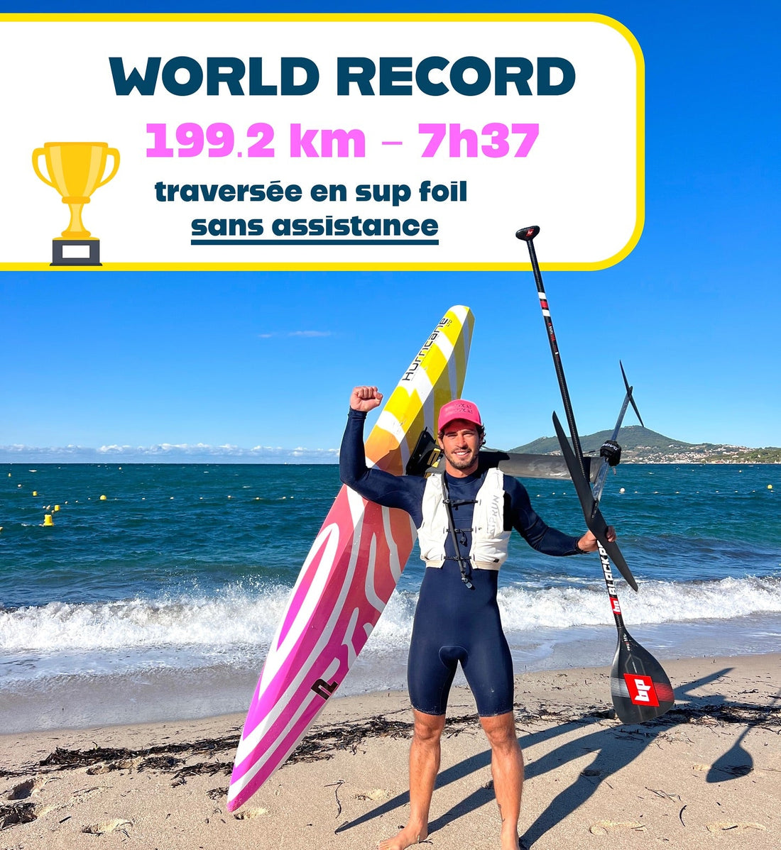 ¡Récord Mundial! Tom Constans conquista 199 km en una travesía de Foil sin asistencia