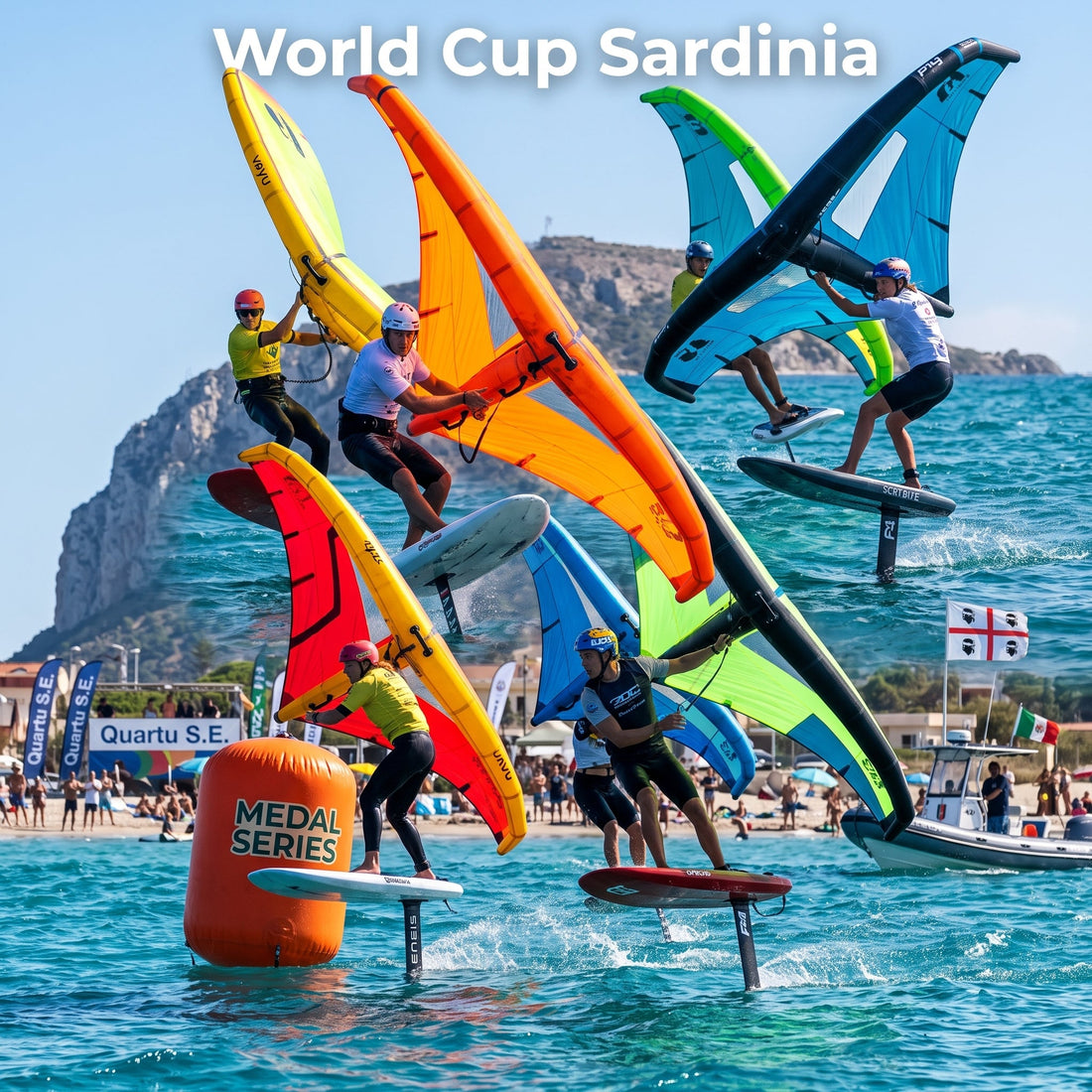 El espectáculo del wingfoil racing sacude Cerdeña con una batalla épica en Poetto Beach