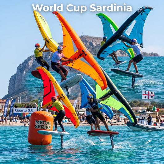 El espectáculo del wingfoil racing sacude Cerdeña con una batalla épica en Poetto Beach