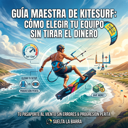 Guía Maestra de Equipamiento de Kitesurf: Cómo Elegir tu Cometa, Tabla y Barra de Control (Y el Dilema del Arnés: ¿Cintura o Asiento?)