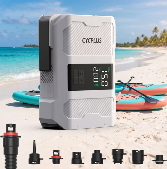 Bomba eléctrica Cycplus D17 Pro 20PSI 240W a batería, el inflador eléctrico más rápido para profesionales de SUP, KITE y WING 🌬️